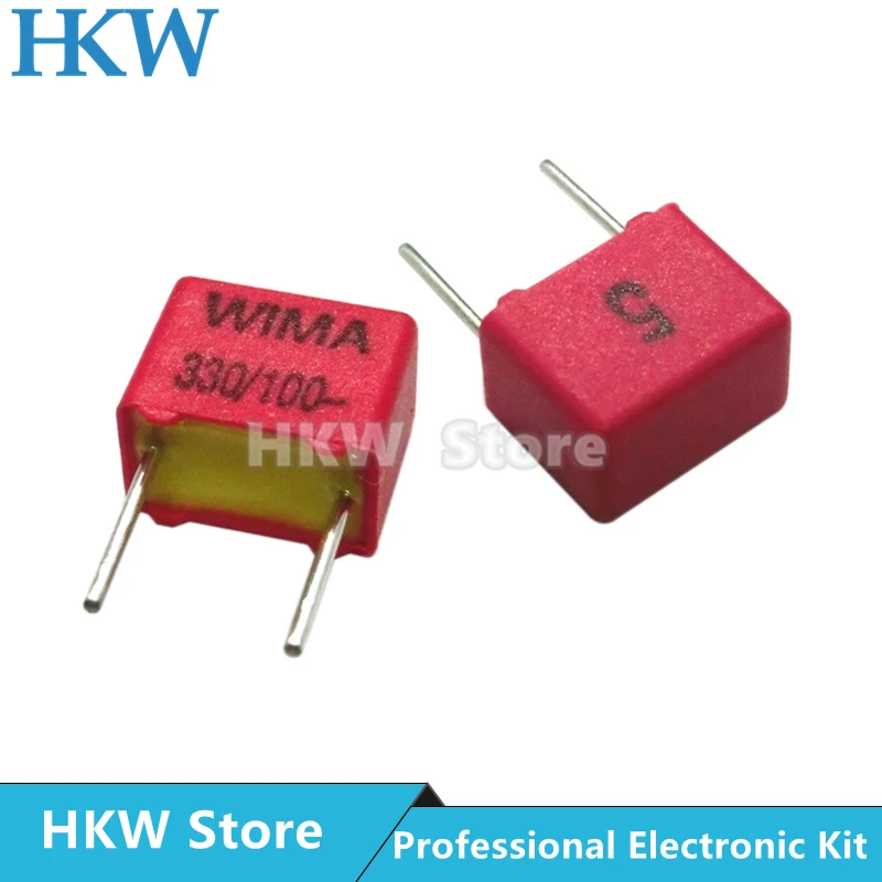 5pcs Original WIMA 100V 330PF 331 RED FKP2 5MM Film Capacitor Hi-Fi Audio Capacitors 100V 331 330pF 5% 100V330PF