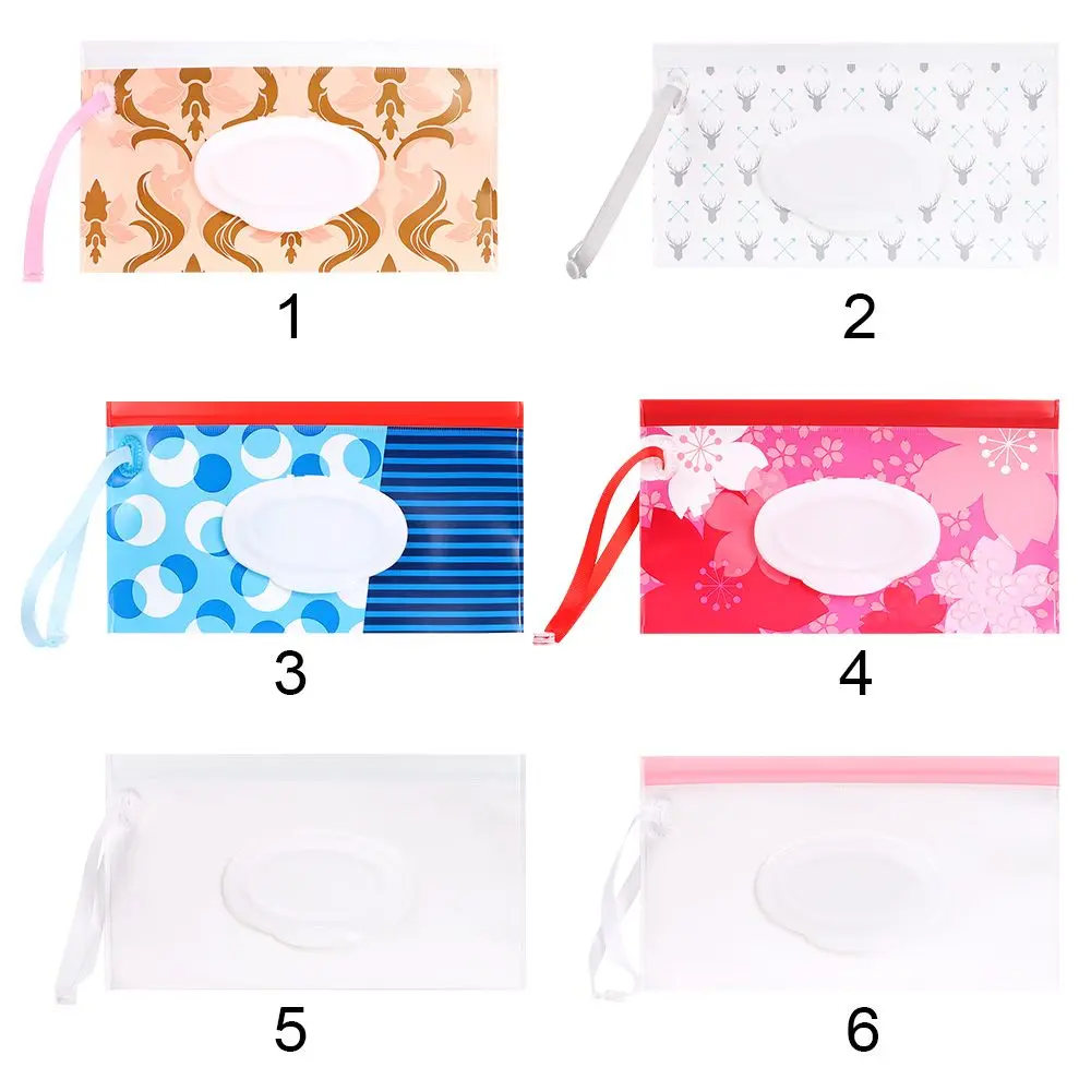 Fashion Cute Baby Product Portable Snap-Strap Flip Cover Stroller Accessories Cosmetic Pouch Wet Wipes Bag Tissue Box