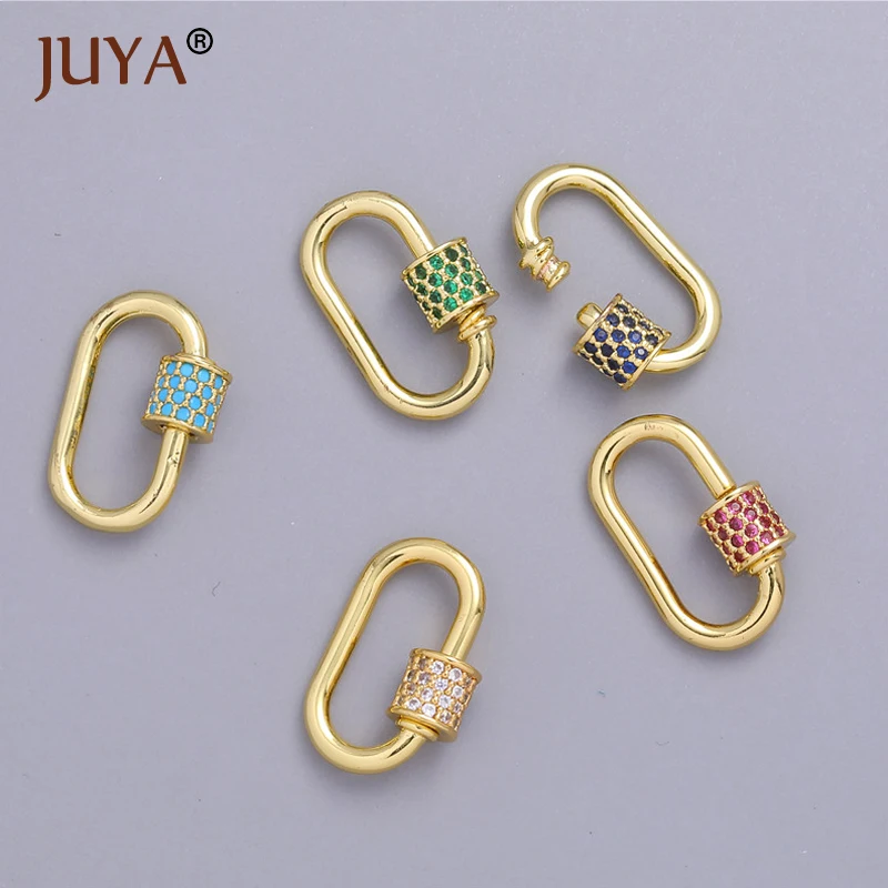 JUYA Jewelry Making Mini Clasps Jewelry Clasps Lock Carabiner Copper Connector Charm Micro Pave CZ Pendants For Jewelry Making