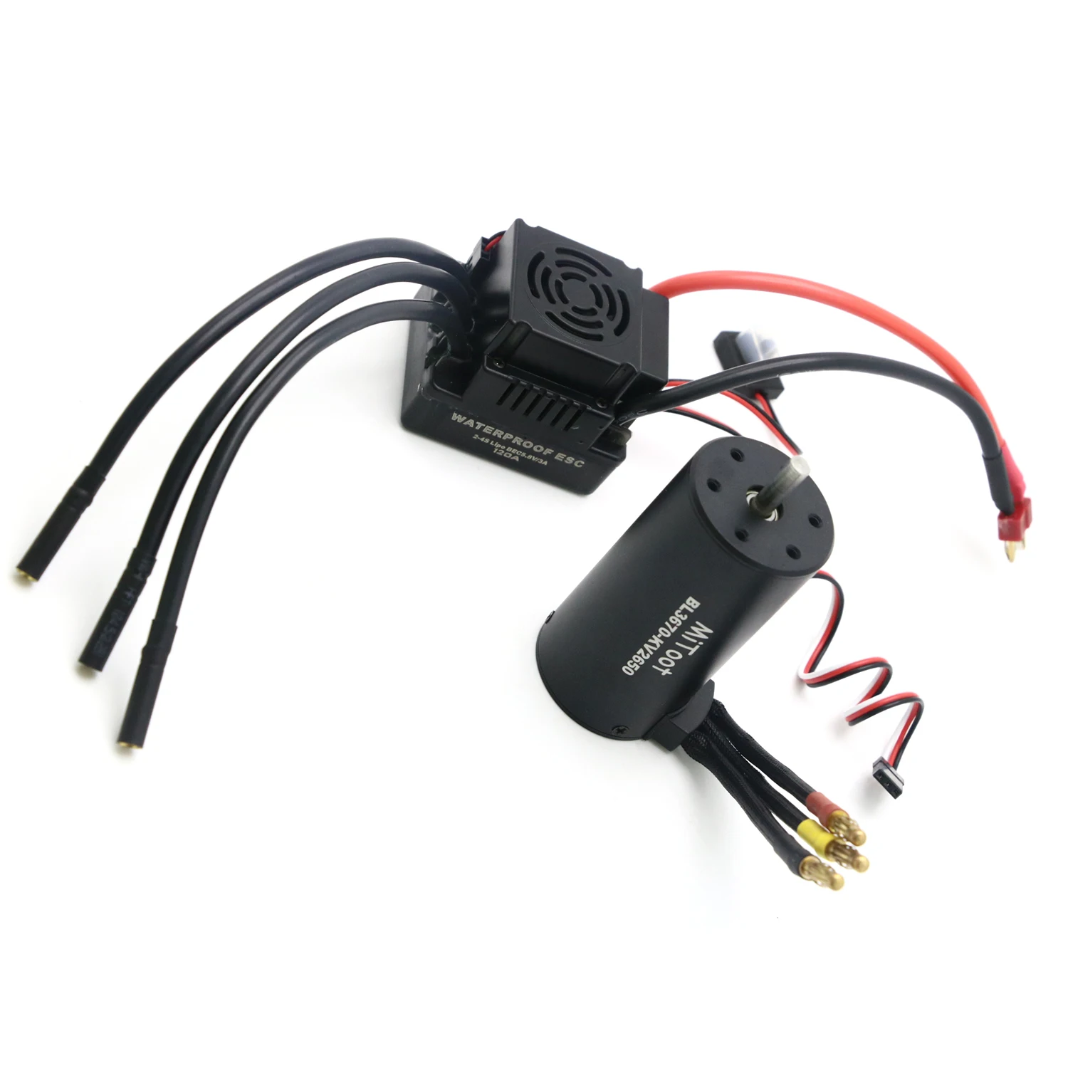 Waterproof 3650 3900KV / 3660 3300KV / 3670 2050KV Brushless Motor 60A 80A 120A Brushless ESC Combo Set for 1/8 1/10 RC Car