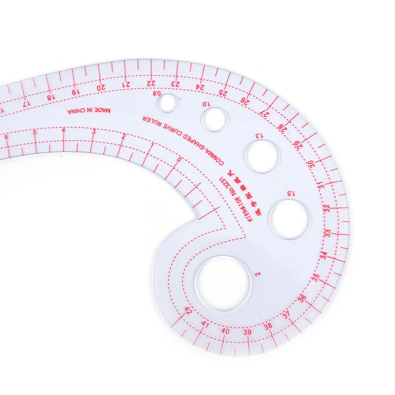 1pcs 11.8" Long Comma Shaped Plastic Transparent French Curve Ruler