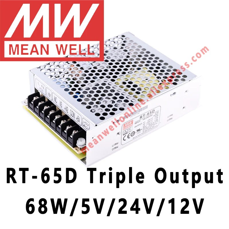 

Mean Well RT-65D 5V/24V/12V AC/DC 68W Triple Output Switching Power Supply meanwell online store