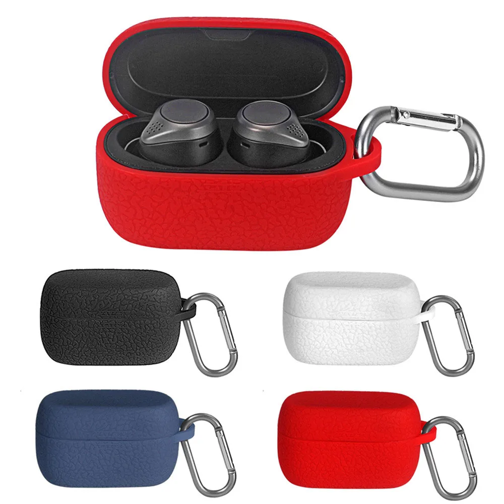 Funda protectora de silicona para Jabra Elite Active 75t, caja de carga, rayas de piel con hebilla, accesorios para auriculares inalámbricos
