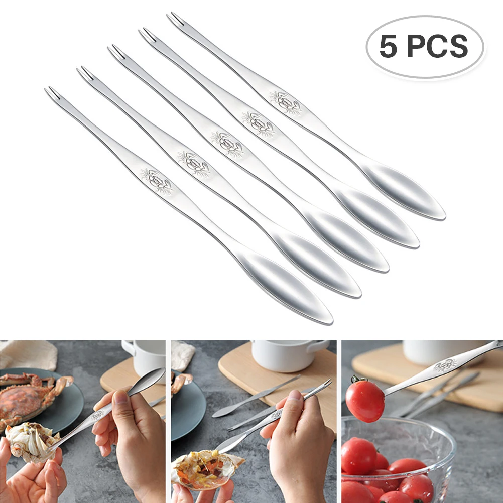 

1 Pcs Stainless Steel Seafood Tools Crab Fork Spoon Crab Needle Multipurpose Meat Spoon