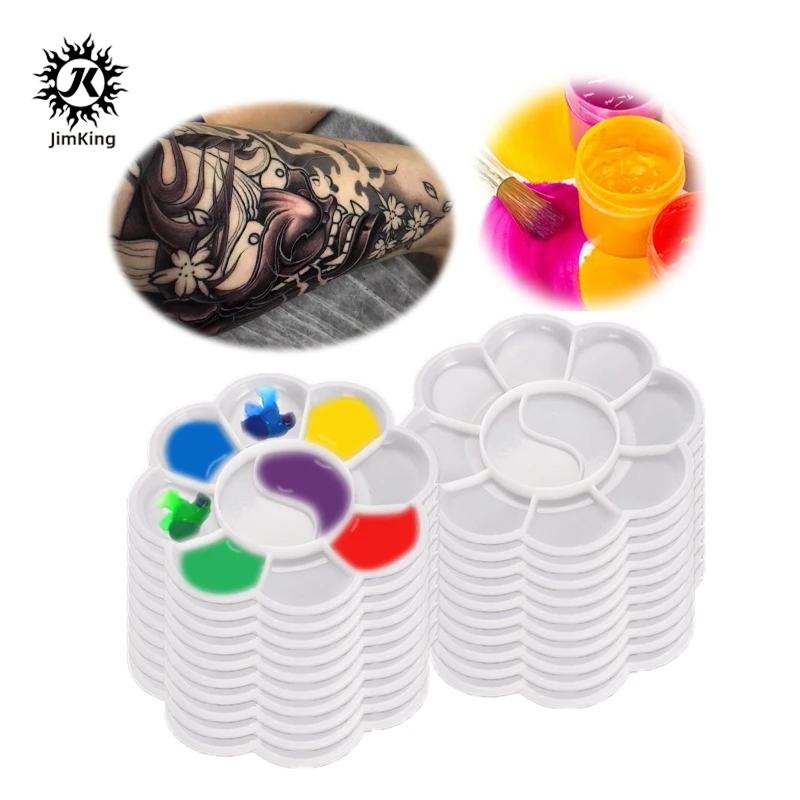 20pcs Tattoo Artist Color Painting Practice Palette 8cm Art Palette Color Mixing Tray For Watercolor Art Tattoo accessories