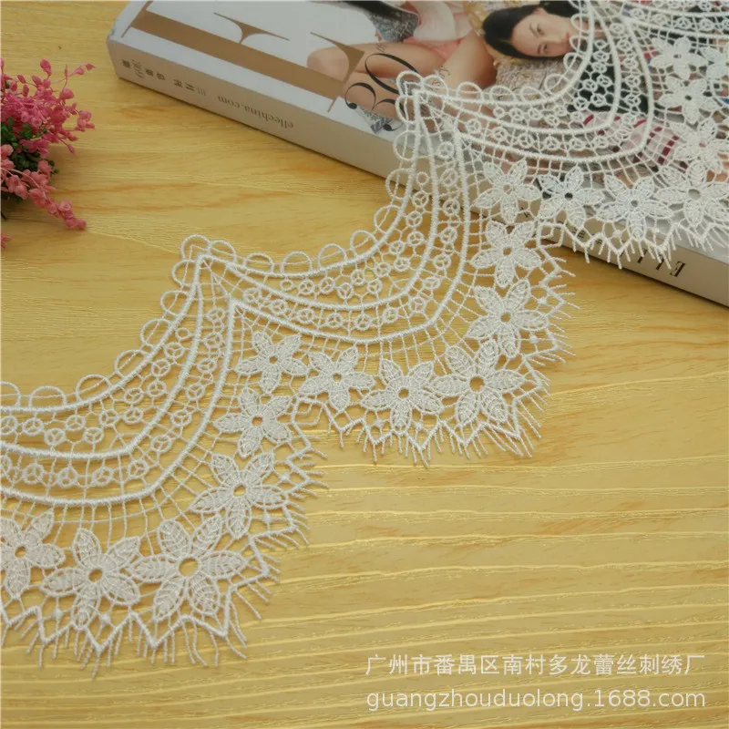 2Yards 10.5cm wide Ivory Lace Flower Ribbon Sewing Craft Pendent Lace Trim Embellishment DIY Garment Home Decoration