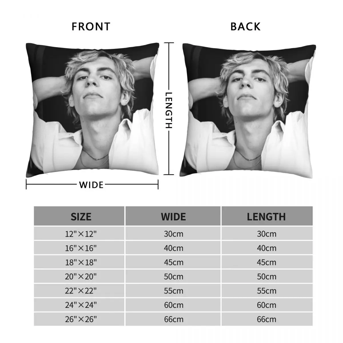 Ross Lynch Pillowcase Polyester Linen Velvet Creative Zip Decor Pillow Case Room Cushion Cover