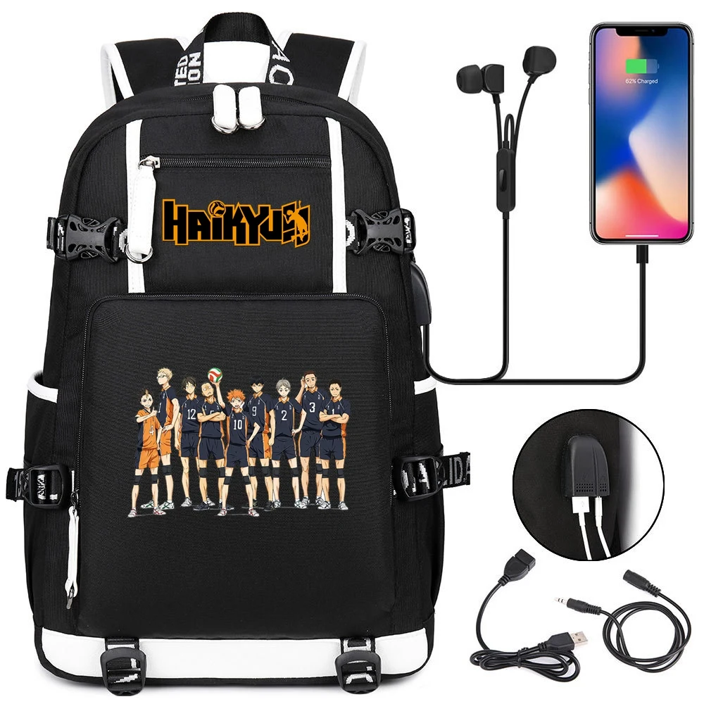 Anime Haikyu Karasuno ransel untuk pelajar tas buku sekolah ransel uniseks tas Travel tas bahu Laptop modis