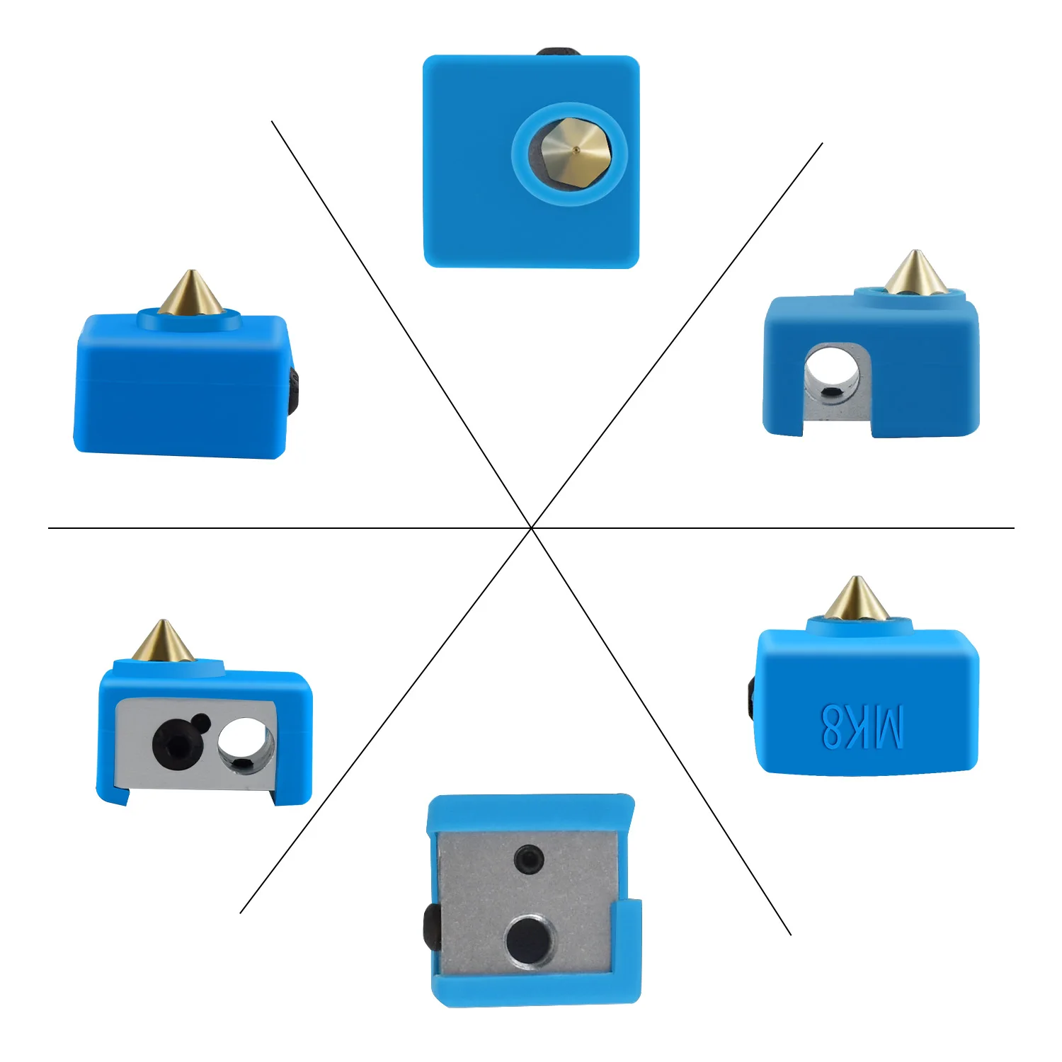 Cubierta de silicona para impresora 3D, funda protectora de alta temperatura para extrusora Ender 3 CR10 Hotend, E3D V6 MK8 Volcano CR10