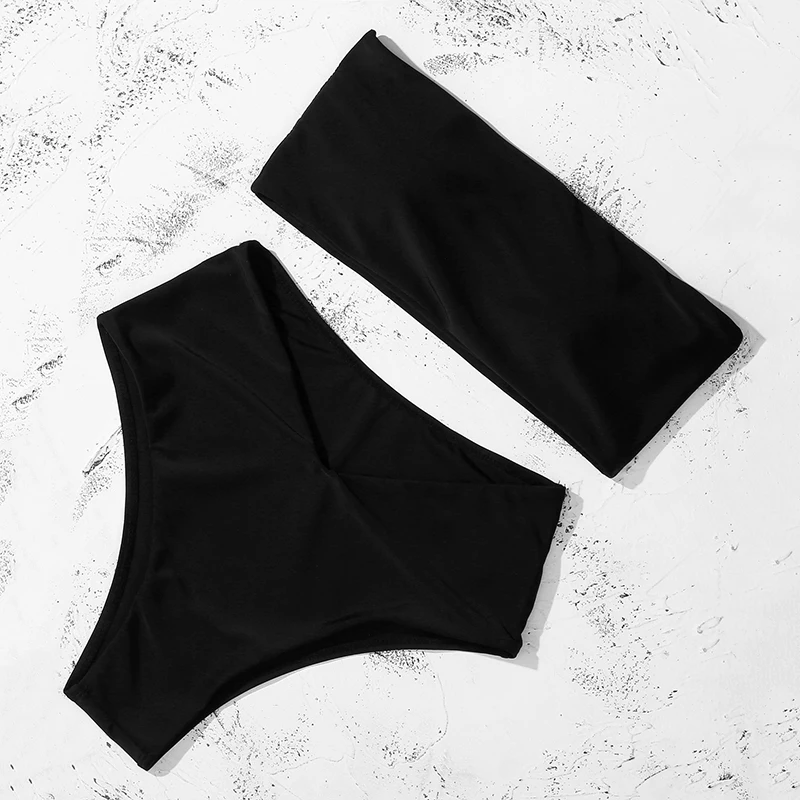 ZTVitality بيكيني أسود بدون حمالات مثير 2025 أحدث حمالة صدر مبطنة عالية الخصر ملابس السباحة النسائية الصلبة البرازيلي ملابس النساء