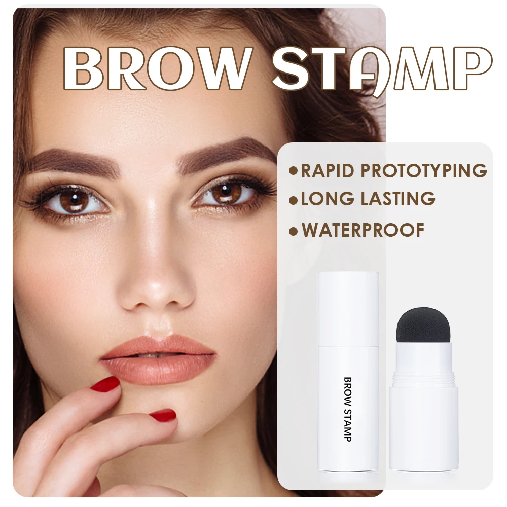 New Dark Brown Eyebrow Stamp Kit Waterproof Lasting Eye Brows Cream With Stencil Eyebrows Cards  Natural Contouring Makeup Kit