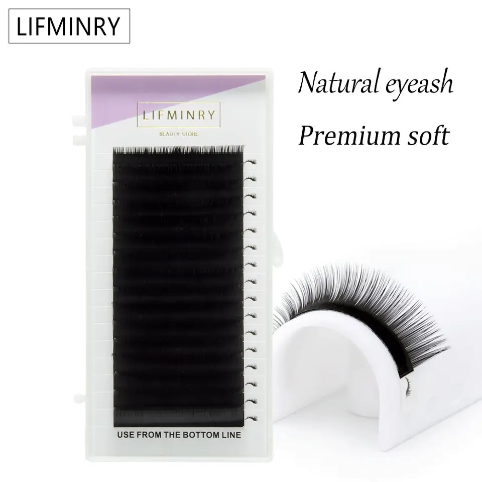 LIFMINRY Profesional Imitación de Pestañas de Armiño 16 Líneas Suaves Extensiones de Pestañas Postizas para Mujer