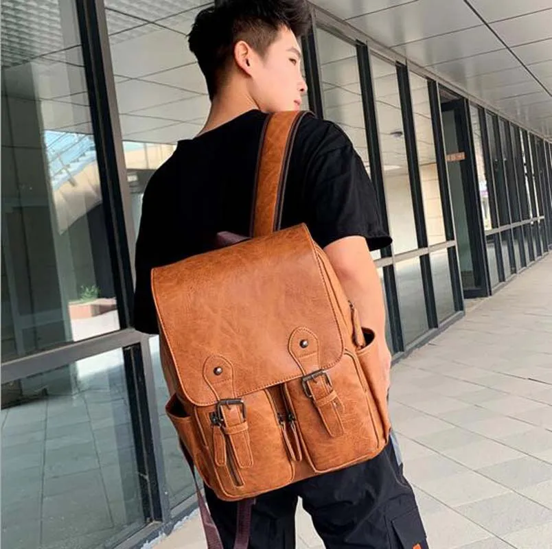 Wholesale Hot Sale New Men High Quality Leather Backpack Multifunction Laptop Bag Large Capacity Travel Shoulder Bags School Bag