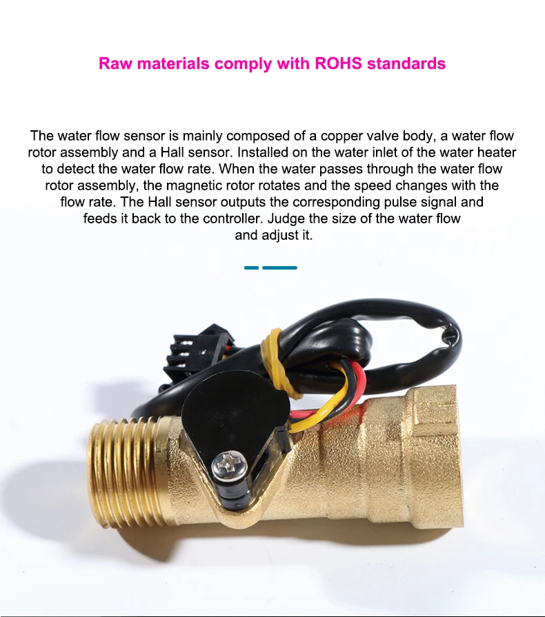 1/2 "männlich Weiblich Gewinde Wasser Flow Sensor Messing 1,75 MPa Halle Sensor Puls Turbine Durchflussmesser DC5 ~ 18V – Detail 3