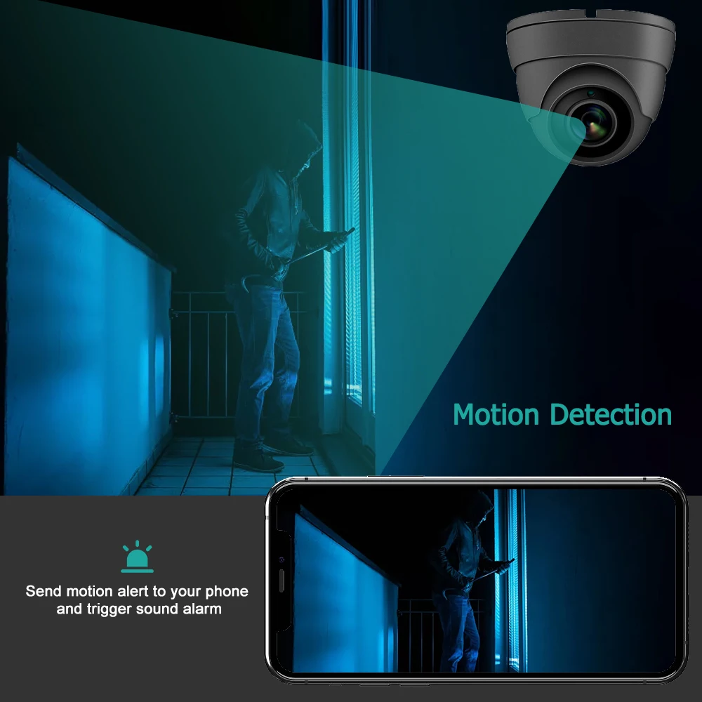 Anpviz 5MP Turret POE IP Camera With Audio Home/Outdoor Security Protection Surveillance Cam H.265 IR 30m Audio Built-in Mic