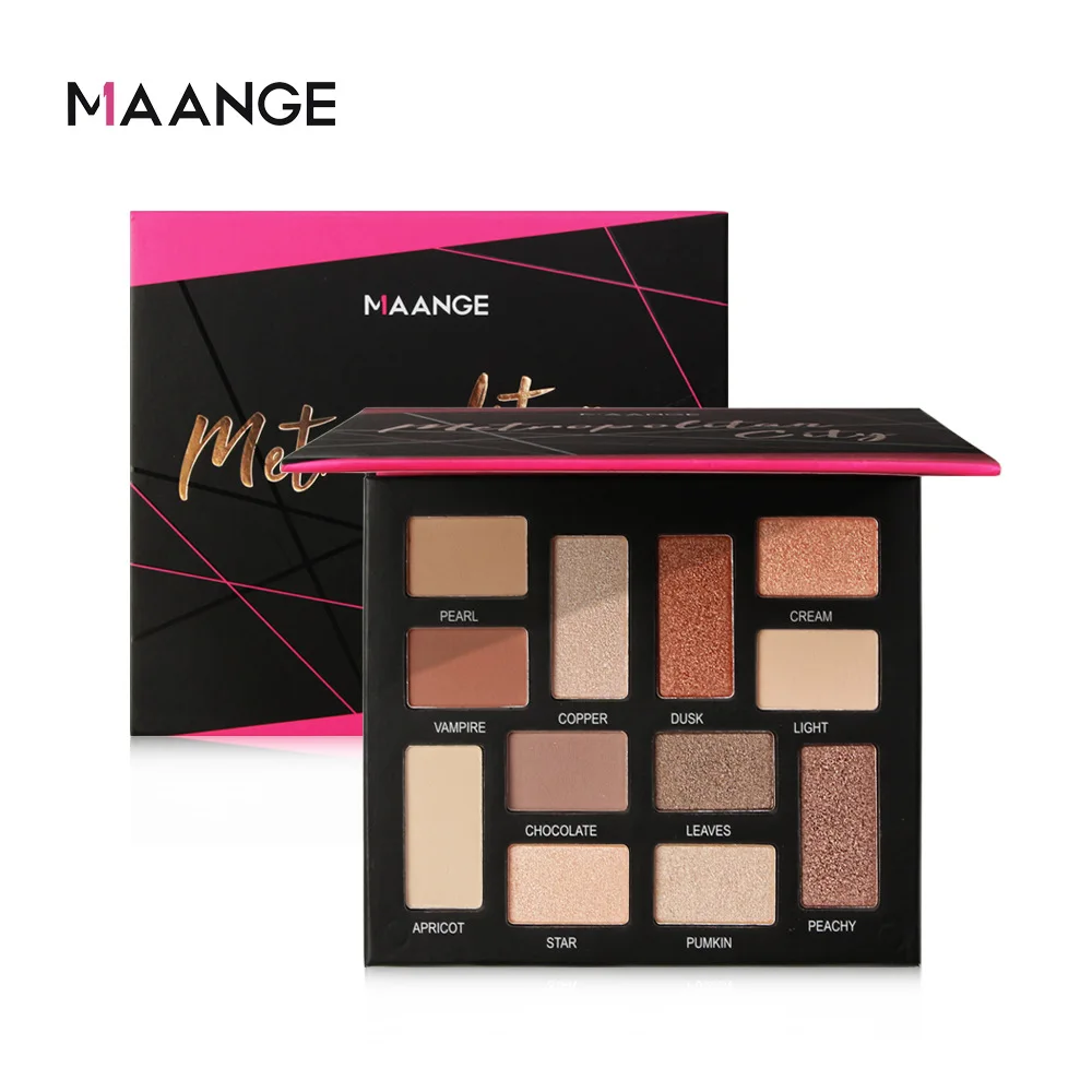 MAANGE 12 Colors Matte Pearlescent Sunset, Maple Leaf Milk Tea, Bean Paste, Beginner Eye Shadow Plate Gift for Girl