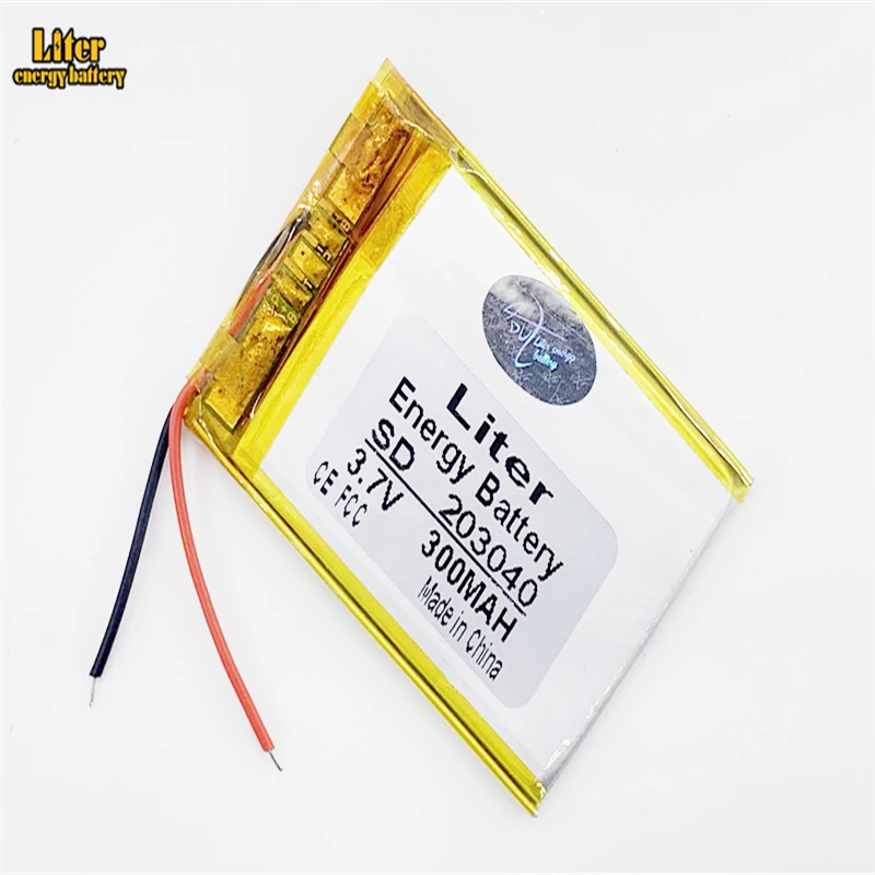 li po rechargeable battery 203040 300mah 3.7v 253040 ultra thin lithium polymer battery