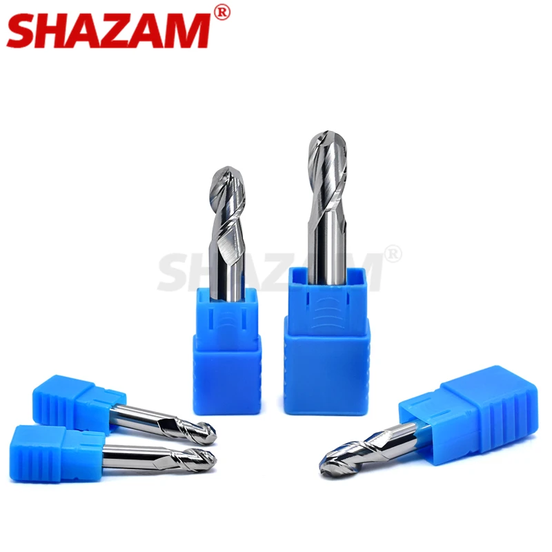 Fresadora Hrc50 de aleación de punta de bola, 2 cuchillas, herramientas de acero de tungsteno, Cnc de aluminio, SHAZAM, carpintería para cortadores