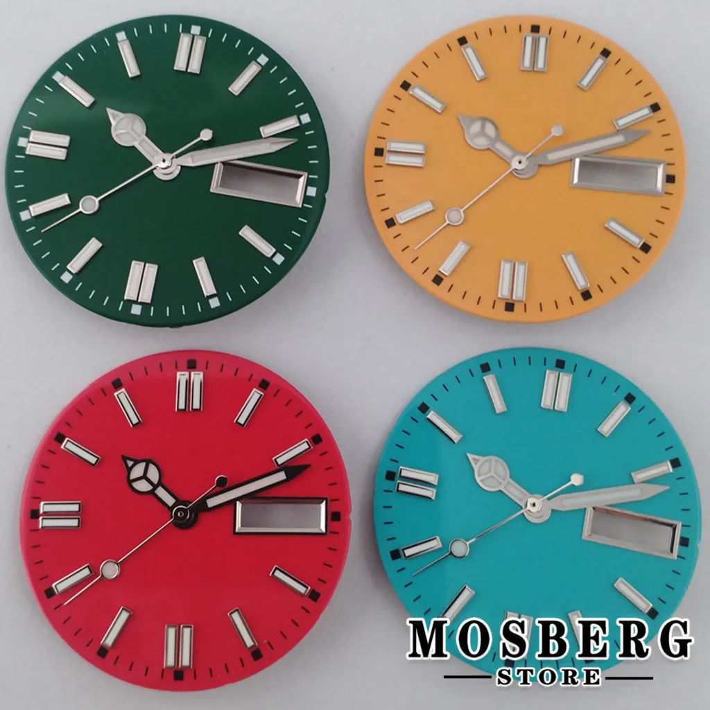 29mm Sterile Accessories Luminous Watch Dial Watch Hands With Date Window  For NH36 NH36A Movement