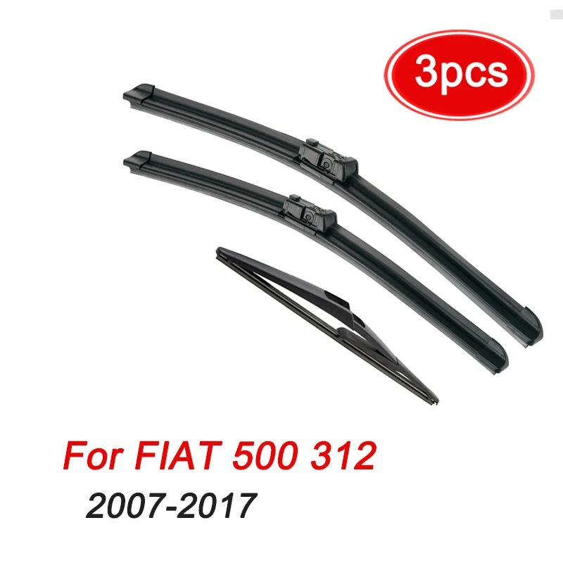 

MIDOON Wiper LHD Front & Rear Wiper Blades For FIAT 500 312 2007 - 2017 Windshield Windscreen Front Rear Window 24''14''12''