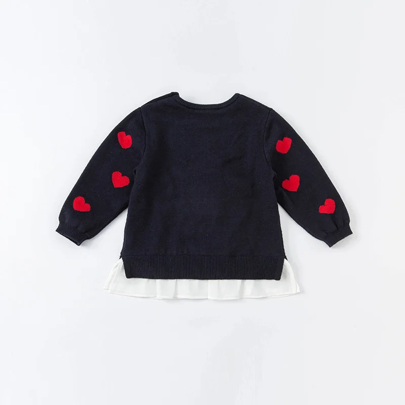 DB18896 dave bella winter cute baby girls Christmas cartoon knitted sweater kids girl fashion toddler boutique tops