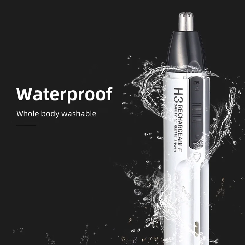 Recortador de pelo Facial 2 en 1, afeitadora portátil de bajo ruido, resistente al agua, cuchillas dobles de acero inoxidable