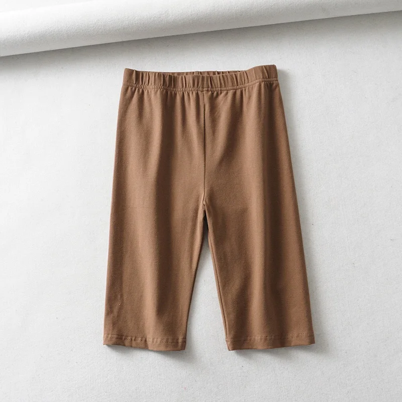 sexy women  high waist elastic pure color slim Knee-Length bike shorts female