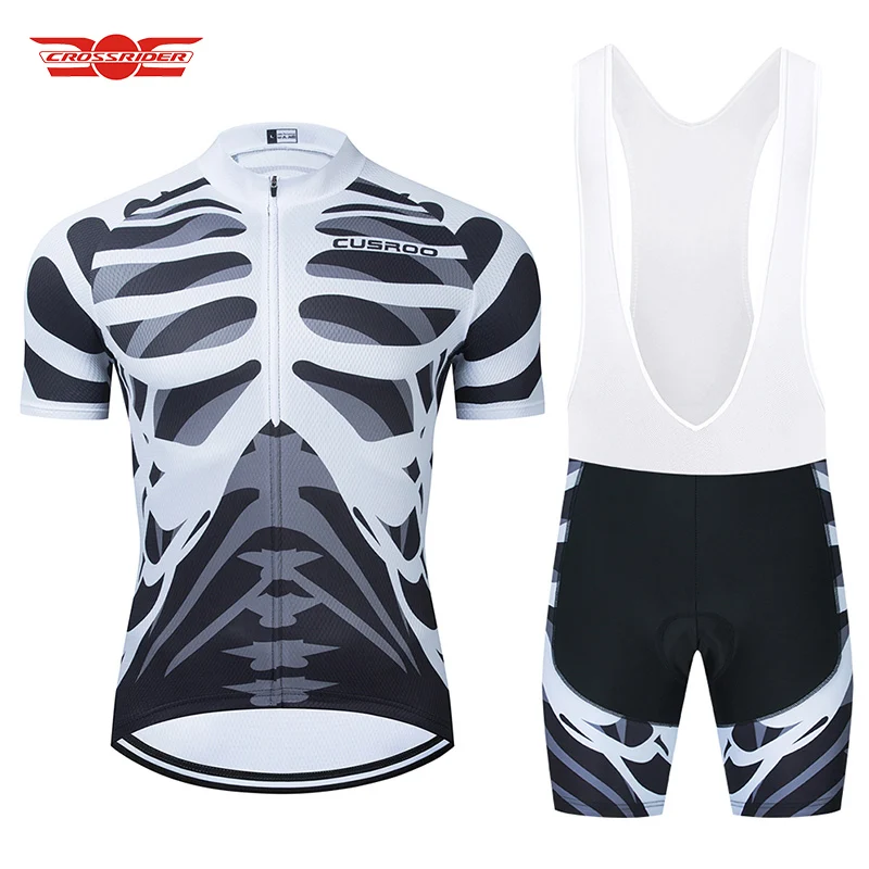 Crossrider 2025-Conjunto de Jersey de ciclismo con calavera negra, camiseta de montaña, ropa de bicicleta transpirable, Culotte corto para hombre
