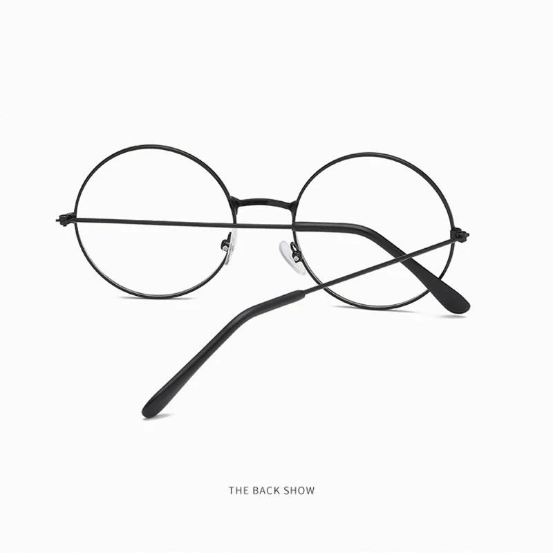 MGHBHS Vintage Retro Metal Frane Clear Lens Glasses Fashion Harry Eyeglasses Black Oversized Round Circle Eye Glasses