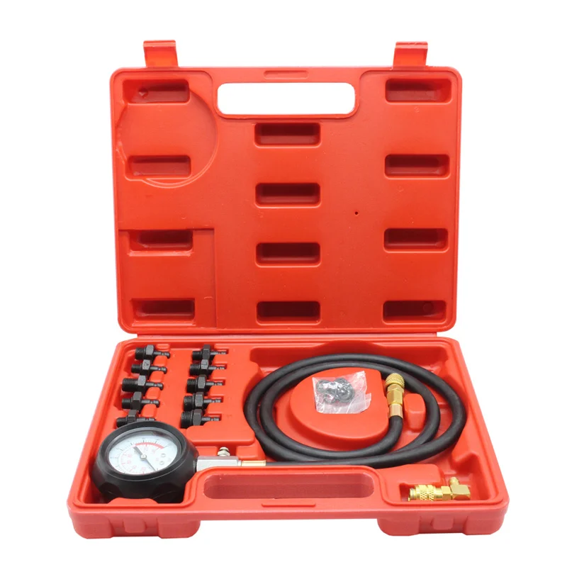 Auto Engine Cylinder Oil Pressure Tester Gauge Kit TU-12A Coupling Adapter Low  Warning Device Tool Set