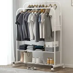 1,5 m Große Kleidung Rack Doppel Schiene Rolling Stehen Schuhe Rack Lagerung Regal Weiß