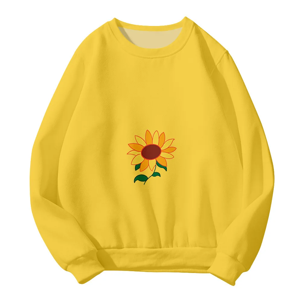 

Women Hoodies Floral Print Casual Loose Long Sleeve Round Neck Sweatshirts Autumn Winter Warm Pullovers Ladies Tops