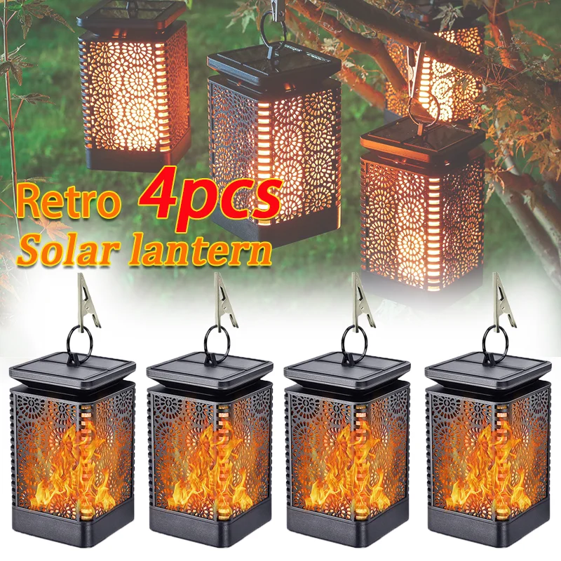 Solar Led Light Outdoor Lantern Waterproof Flickering Flame Light Solar Hang Lantern Landscape Lights Terrace Yard Garden Decor