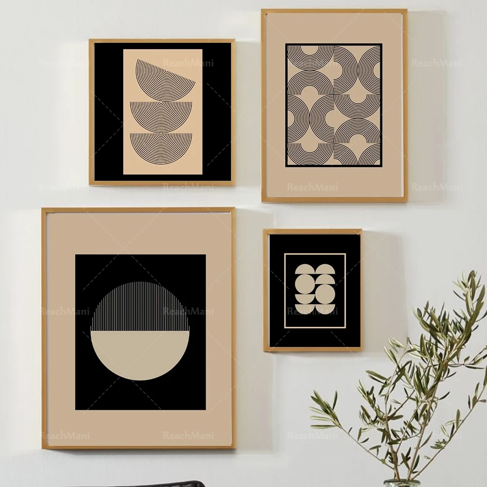 

Geometric abstract painting art posters and prints mid-century modern wall art canvas print pictures living room decoration