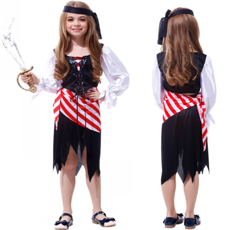 Costume de Pirate pour enfants, Costume de carnaval d'halloween pour garçons, accessoires Cosplay pour filles, robe d'anniversaire