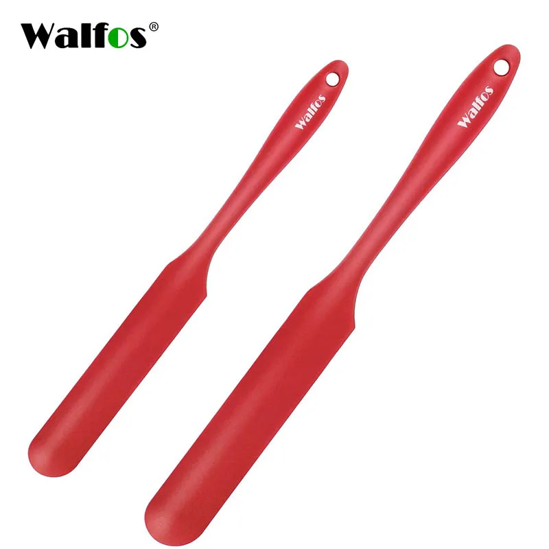 WALFOS-Juego de 2 espátulas de silicona antiadherentes, resistentes al calor, color rojo, para cocinar y hornear