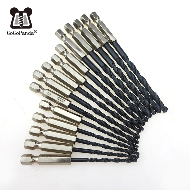 Free Shipping 15Pcs Black Twist Drill 3 4 5mm Wood Metal High Speed steel Nitriding Drill Set 1/4