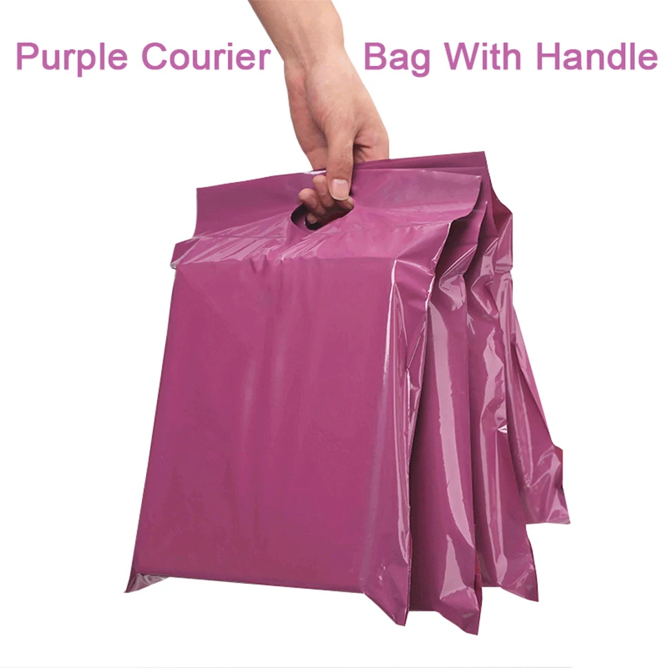 10pcs Portable Purple Tote Express Courier Pouches Self-Sealing Adhesive Thick Poly Envelope Plastic T-shirt Gifts Mailing Bags