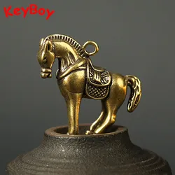 Vintage Copper 12 Zoadiac Animal Horse Key Ring Pendants Metal Brass Cute Horse Keychain Charms Fashion Jewelry Car Keyring Gift