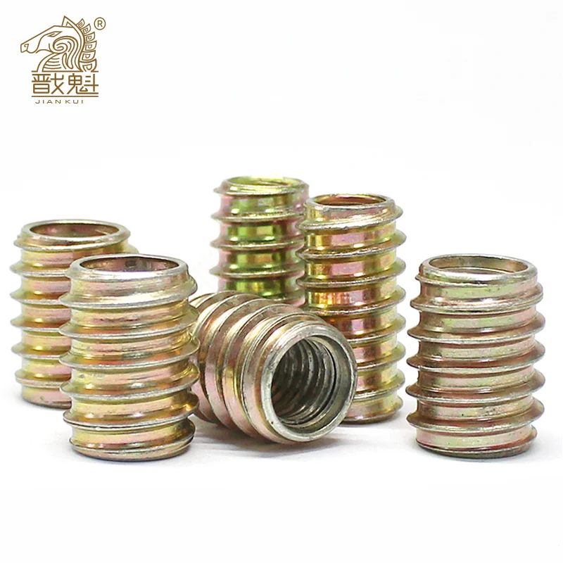 M4 M5 M6 M8 M10 Furniture Pass-through Drive Unhead Threaded Nut Color Zinc Plated Carbon Steel Wood Insert Nuts