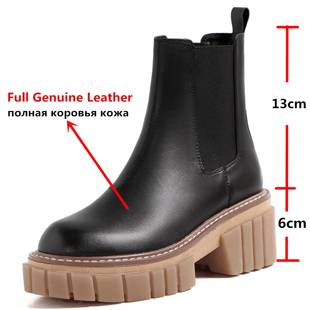 ASUMER 2023 top quality genuine leather shoes women ankle boots autumn winter chelsea boots square heel platform shoes woman