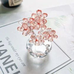 K9 Crystal Plum Flower Figurines Glass Flower Paperweight Unfading Bouquet Sculpture Ornament Fengshui Craft Decor Home Decor