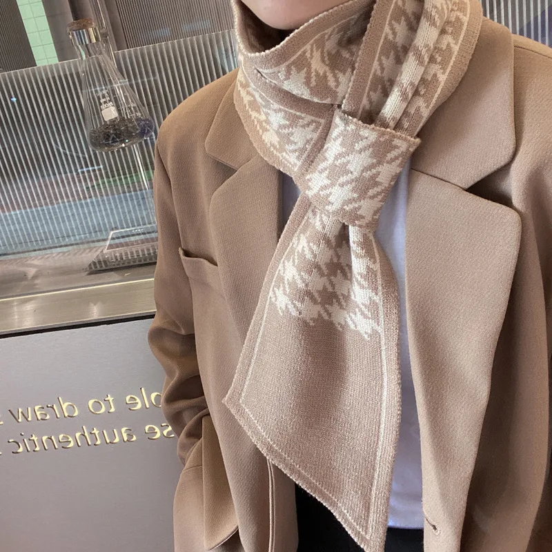 Knitted Wool Scarf  Fashion Small Ears Narrow Strip Pointed  Cross Warm Scarf luxury designer  bandanas