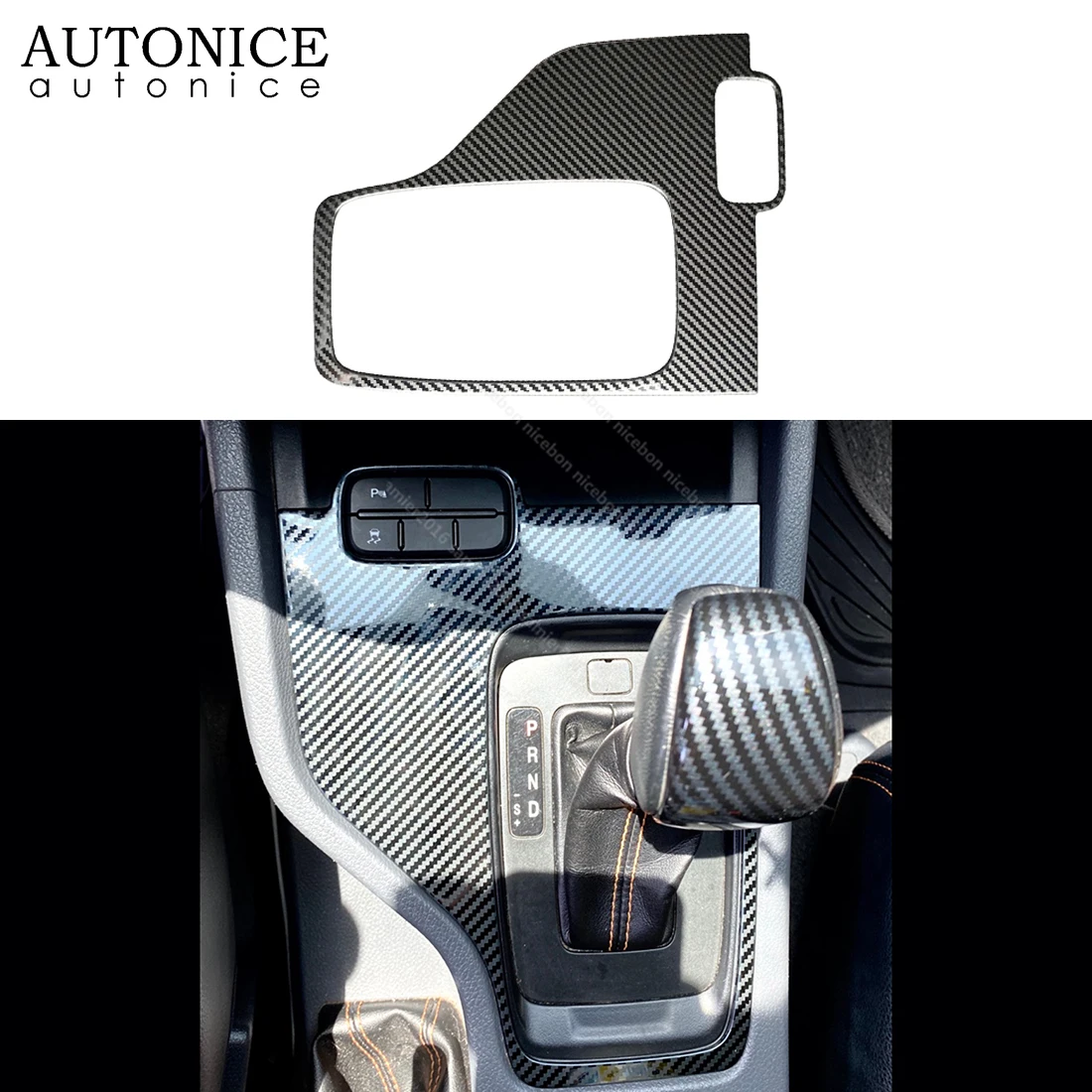 Carbon Fiber Color Stainless Button Gear Panel Cover Trim Fit for Ford Ranger 2015 2016 2017 2018 2019 2020 LHD Low version