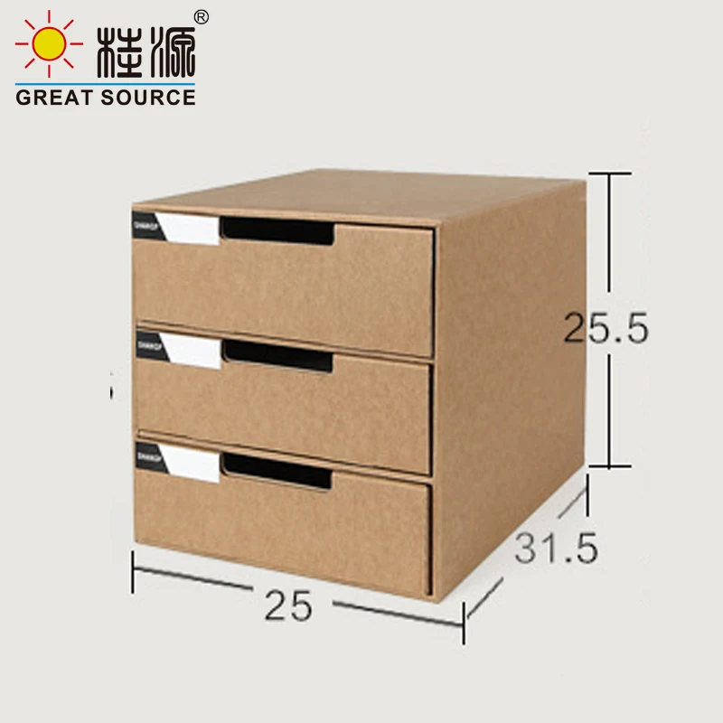 MQQ 3 Layers Storage Composable Cabinet Office 3 Drawers  Corrugate Foldable Home Storage Kraft Paper Environment Friendly(2PCS)