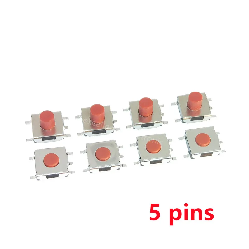 50PCS/LOT  Patch Red Push Button Switch 6.2*6.2mm 6*6*2.5/3.1/3.7/4.3mm 4pin 5pin SMD Micro switch