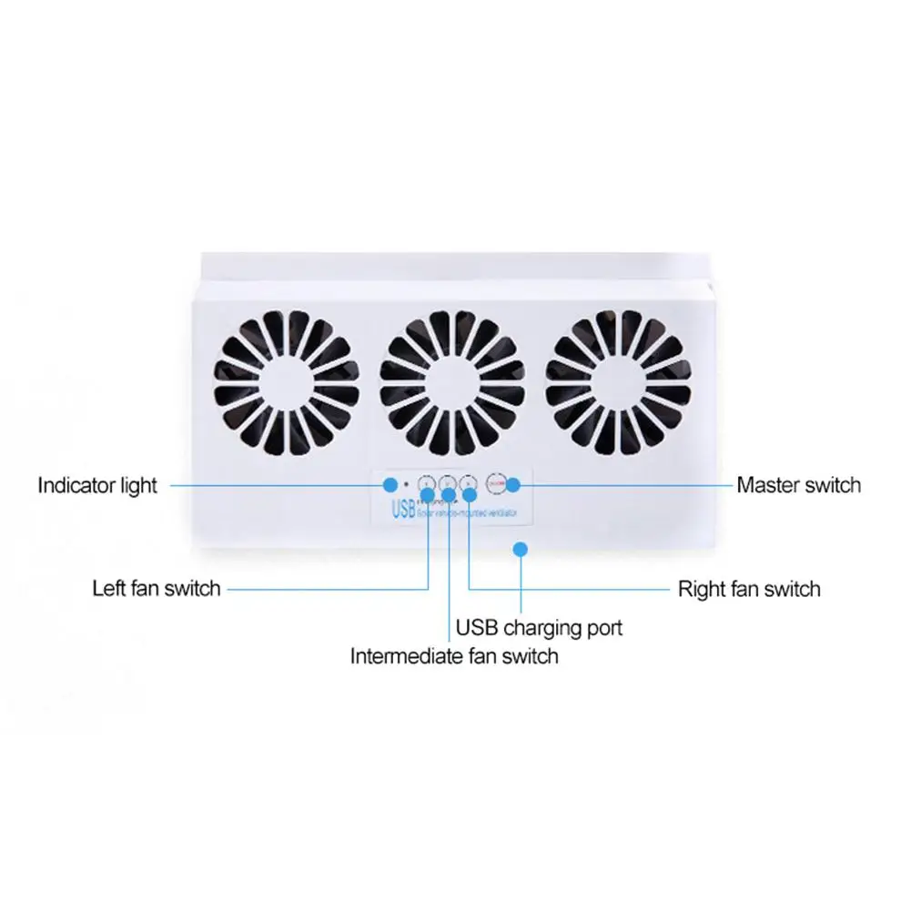 2 colori 6a generazione alimentatore dual-mode per auto ventola di scarico USB ad energia solare ventola di ventilazione automatica dispositivo di raffreddamento delle branchie dell'auto