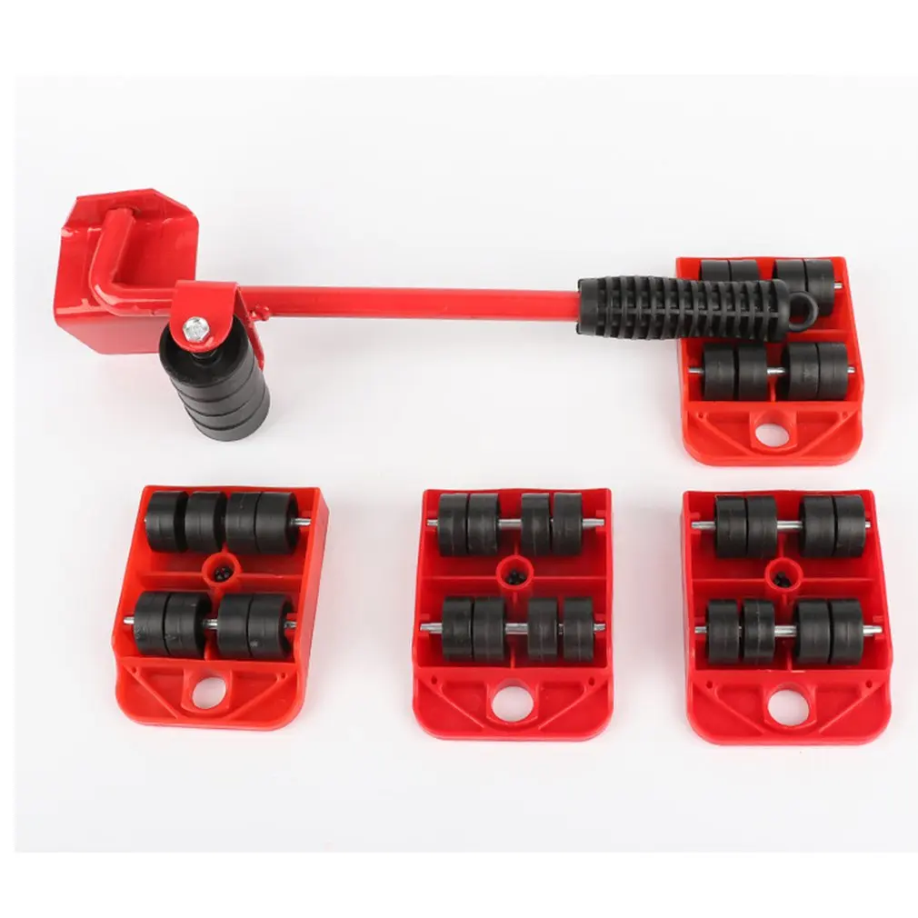 5pcs sollevatore di mobili cursori facili da spostare strumento di trasporto cambio cambio di leva di porco Set di strumenti di spostamento del rullo di mobili pesanti