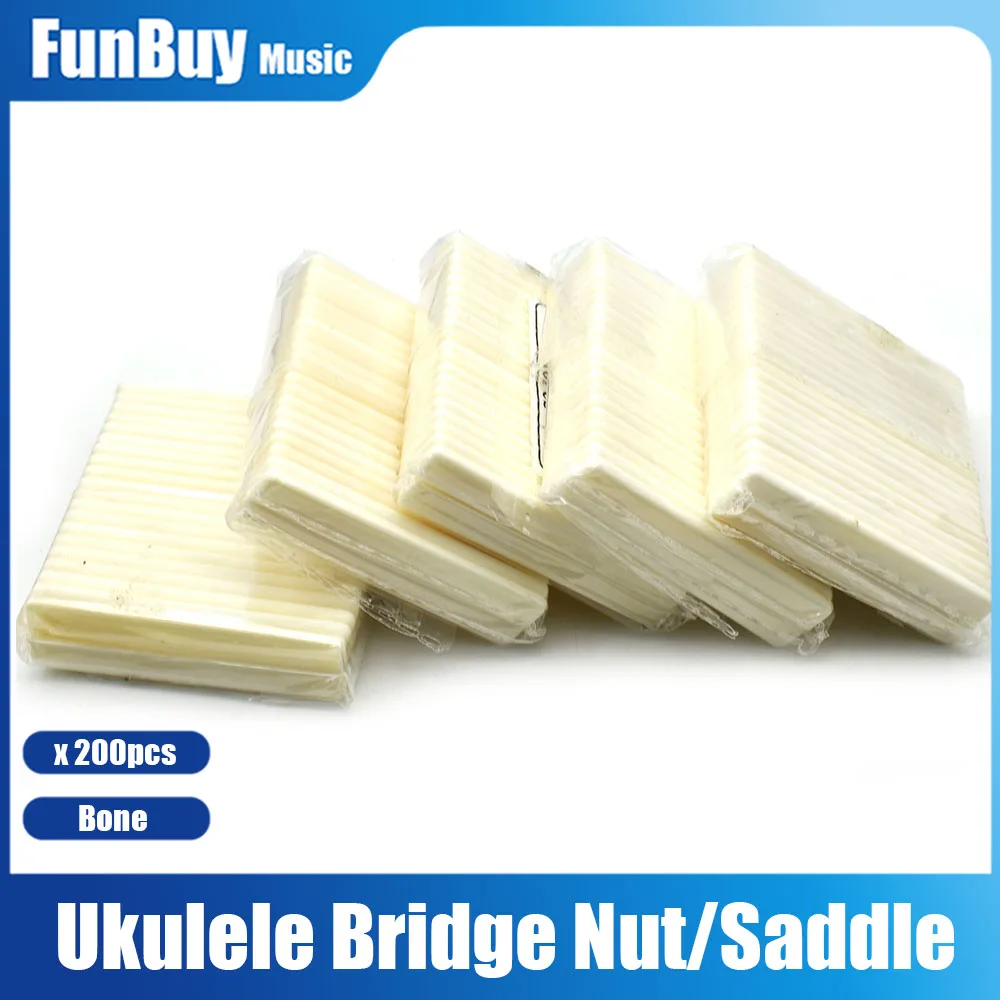 200pcs Ukulele String Bridge Cattle Bone Saddle Nut for 4-String MIni Guitar Uku Uke