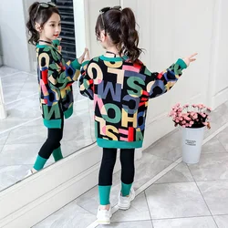 2022 New Kids Clothes Suit Girls Autumn Clothing Fashion Casual Big Children'S Letter Sweater+ Leggings Two-Piece Set